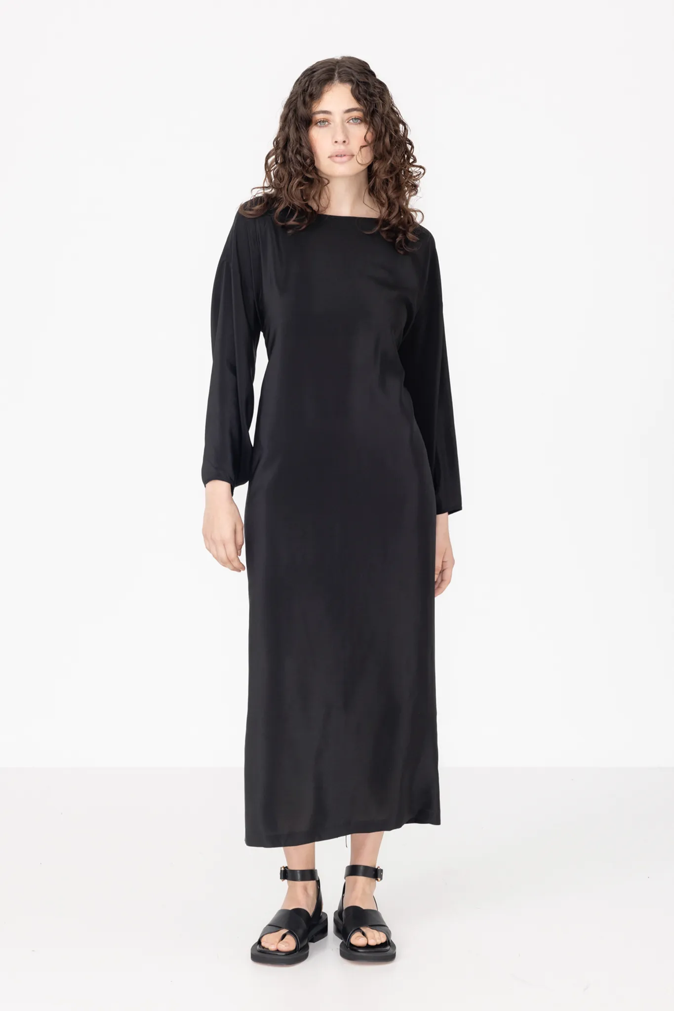 Line Dress | Black | Silk