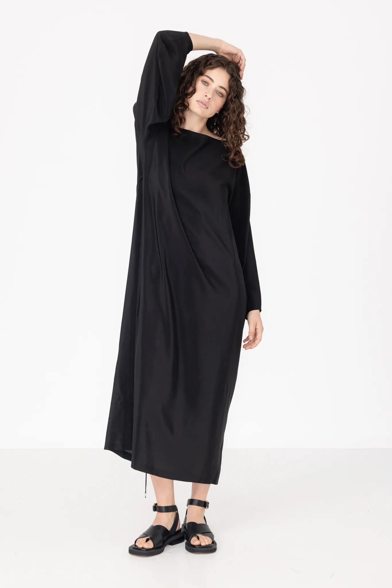 Line Dress | Black | Silk