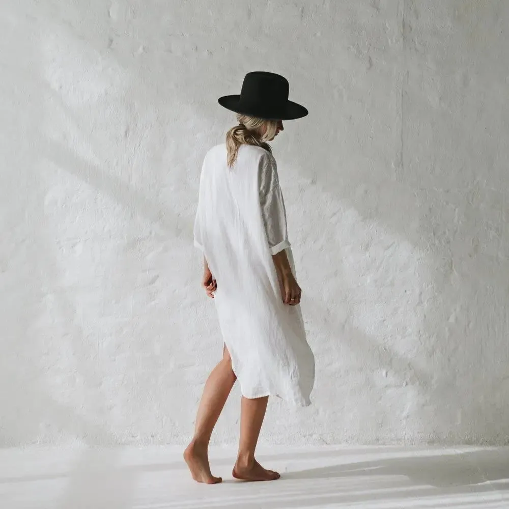 Linen shirt dress white by Seaside Tones