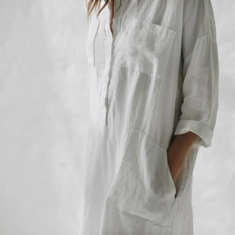 Linen shirt dress white by Seaside Tones