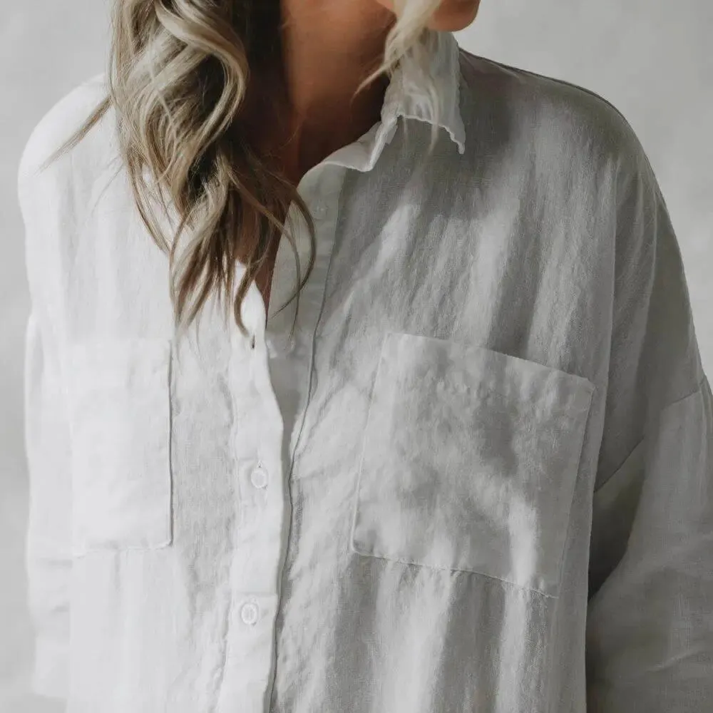 Linen shirt dress white by Seaside Tones