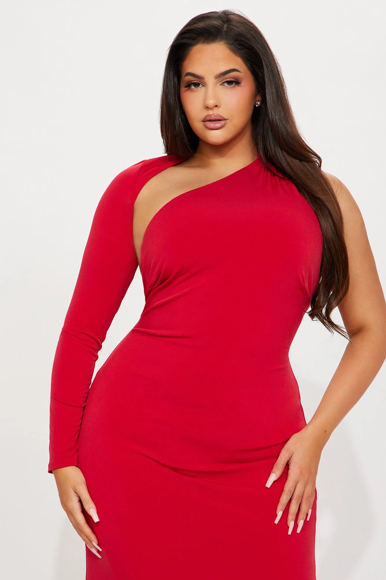 Lisa One Shoulder Maxi Dress - Red