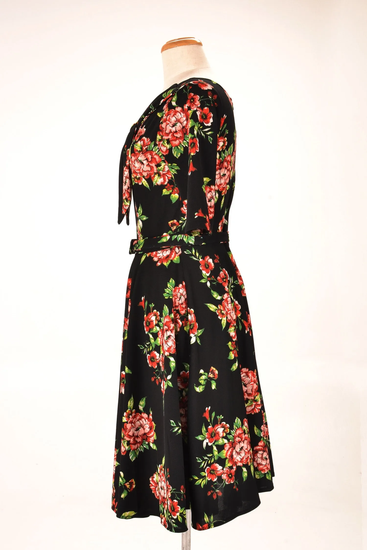 Lola Black & Red Floral Jersey Dress