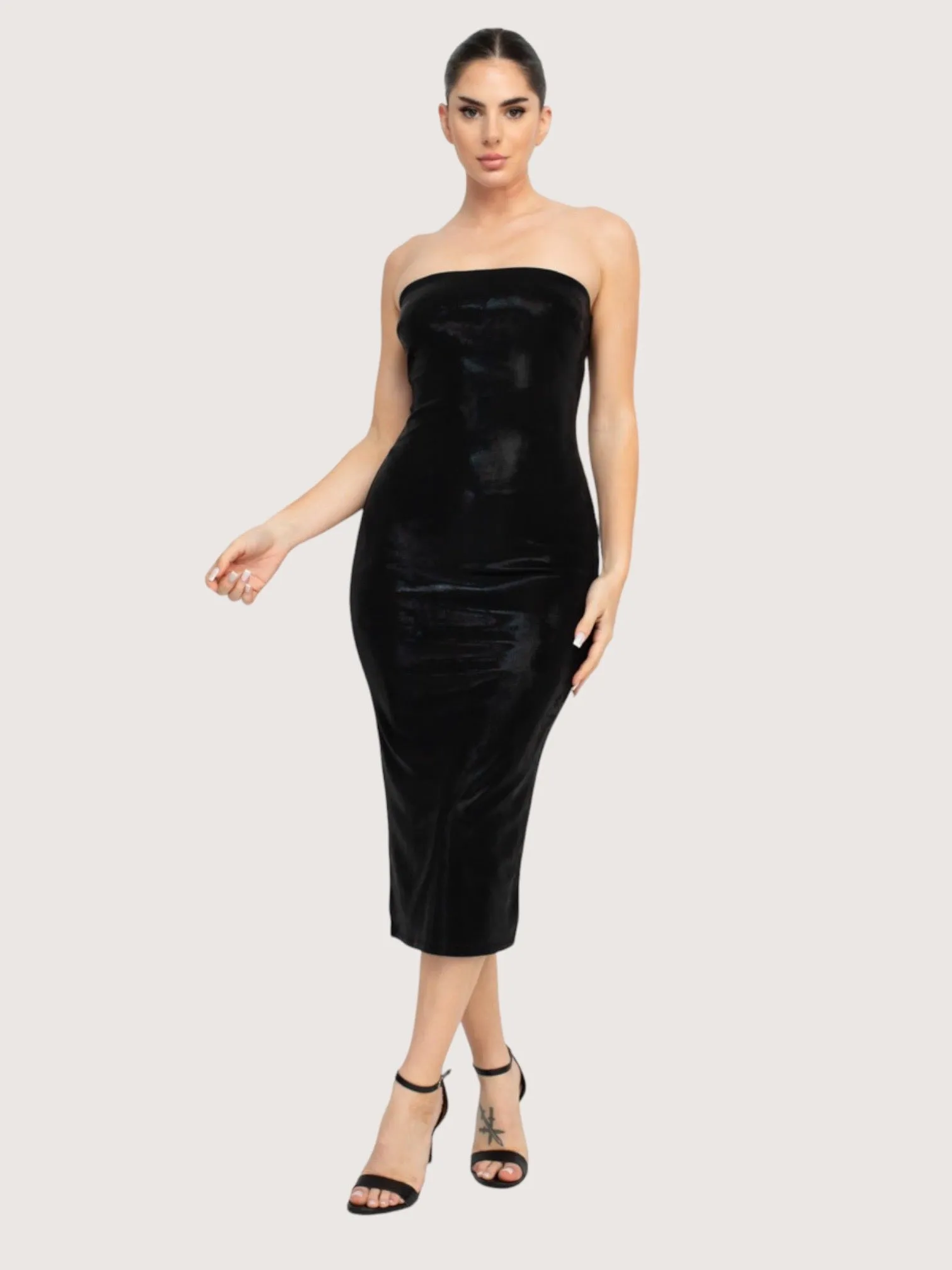 Metallic Strapless Dress | Black