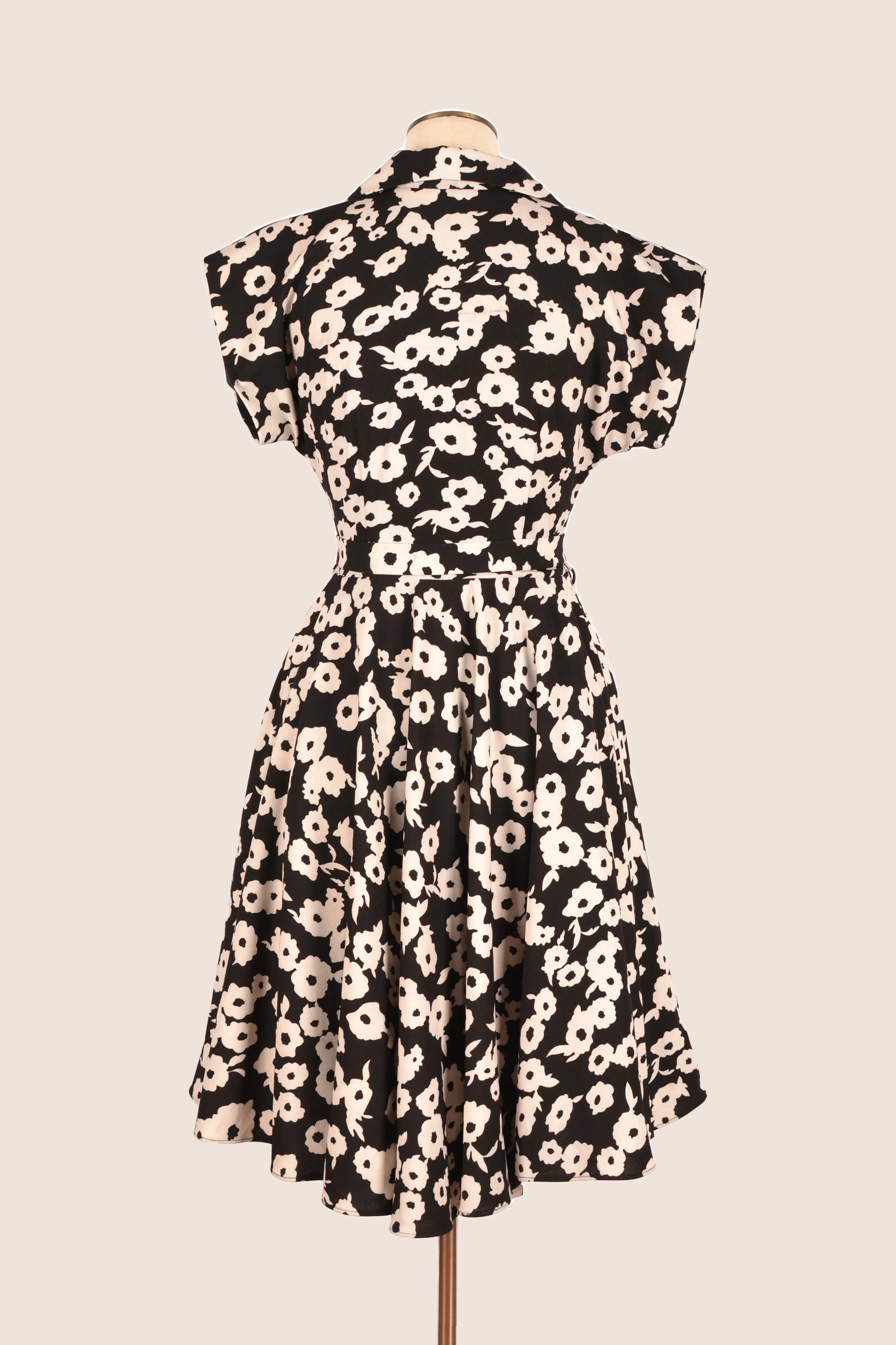 Naomi Black & White Floral Shirt Dress