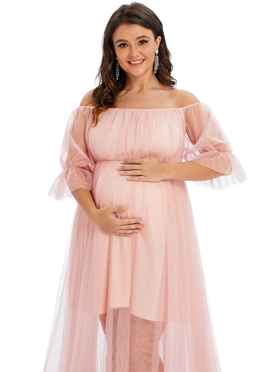 Plus Size A Line Short Puff Sleeves Wholesale Maternity Dresses