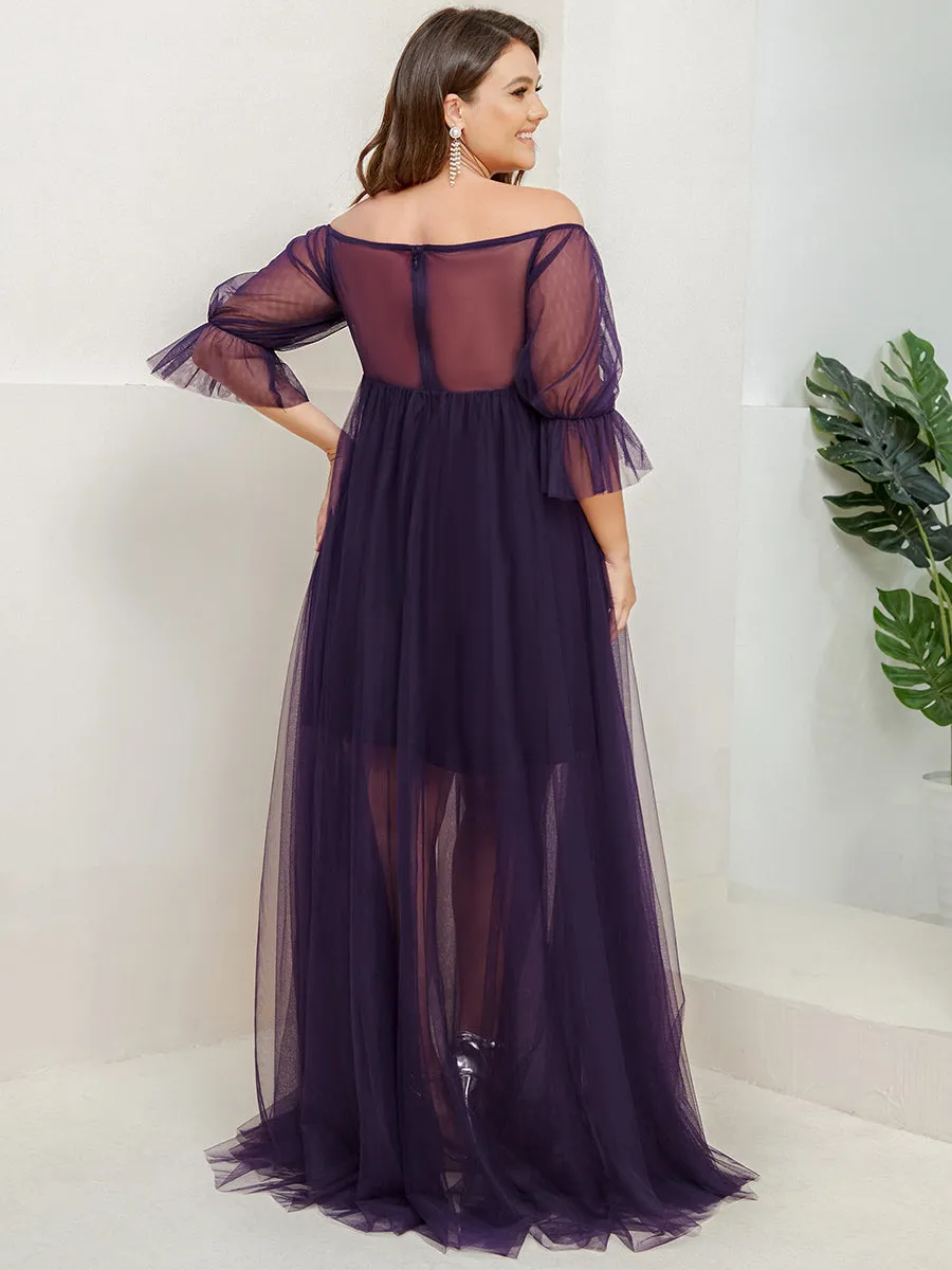 Plus Size A Line Short Puff Sleeves Wholesale Maternity Dresses