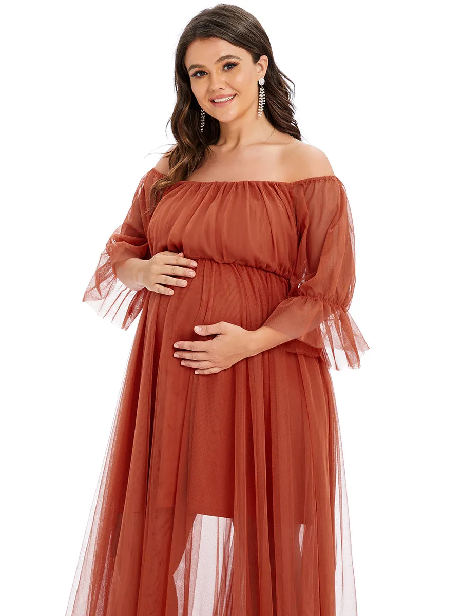 Plus Size A Line Short Puff Sleeves Wholesale Maternity Dresses