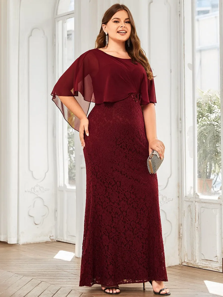 Plus Size Lace Fishtail Chiffon Coverup Mother of the Bride Dress