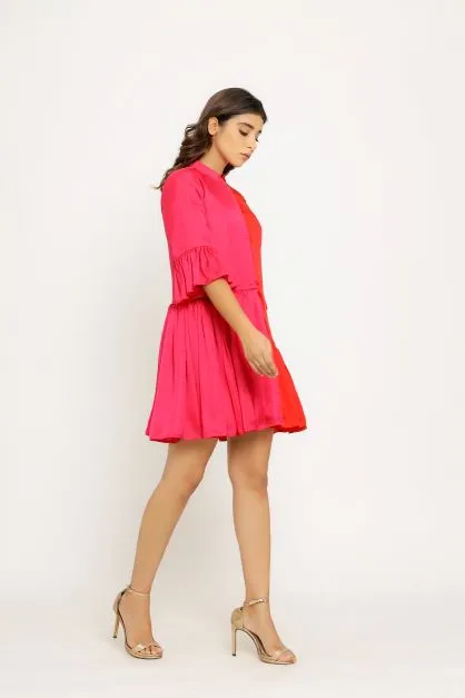 Red Pink Half & Half Dress