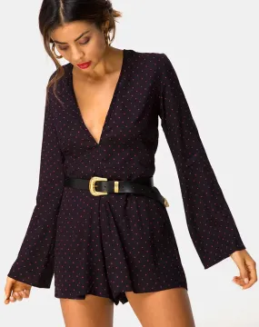 ROMEO PLAYSUIT DRESS RED CUBAN DOT