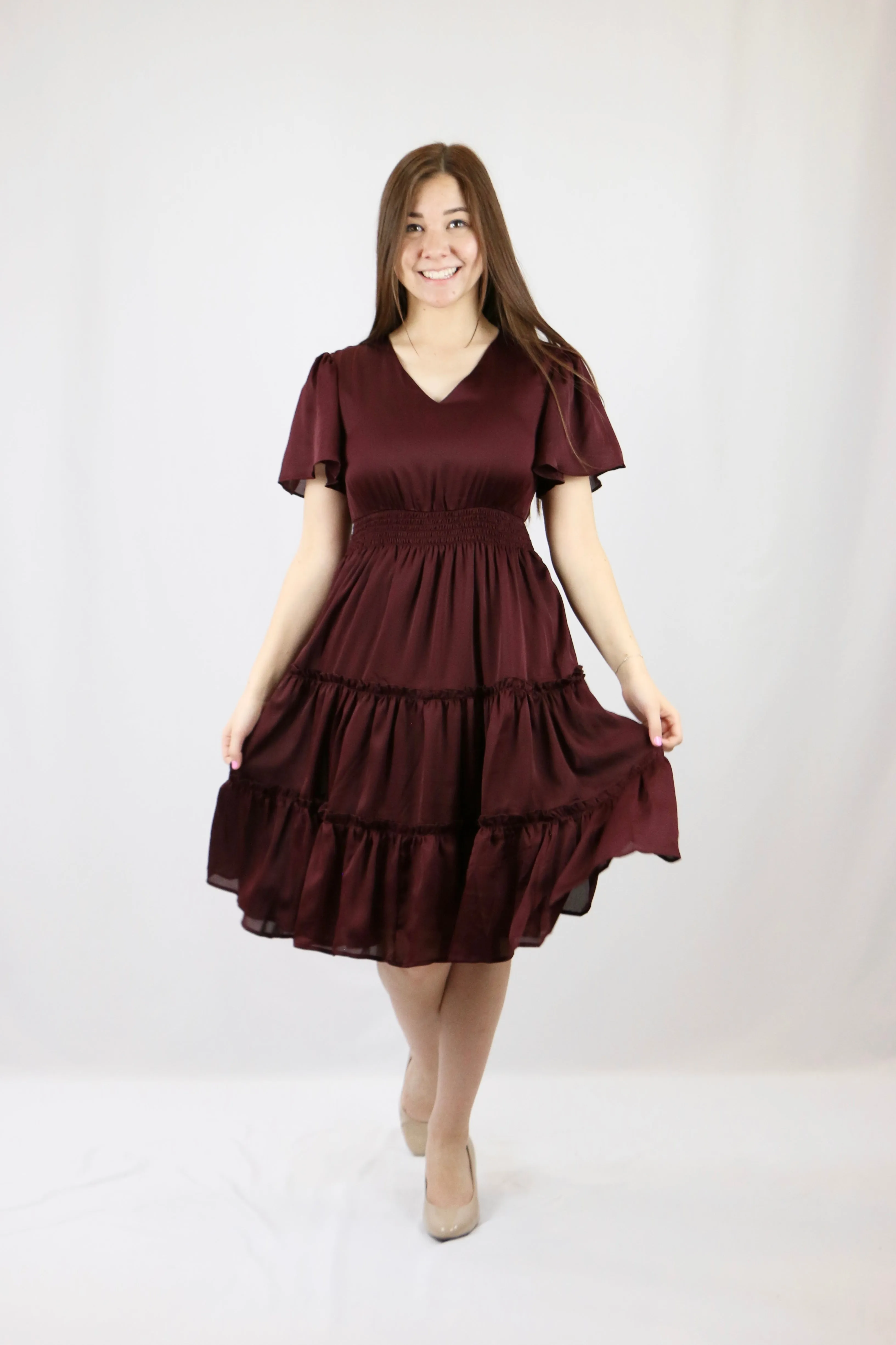 Sophia Dress - Wine