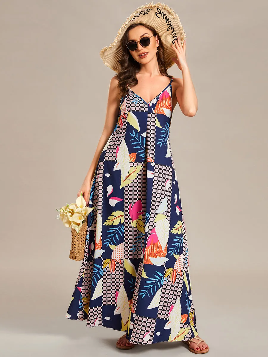 Spaghetti Straps Sleeveless Printed Wholesale Wedding Guest Dresses