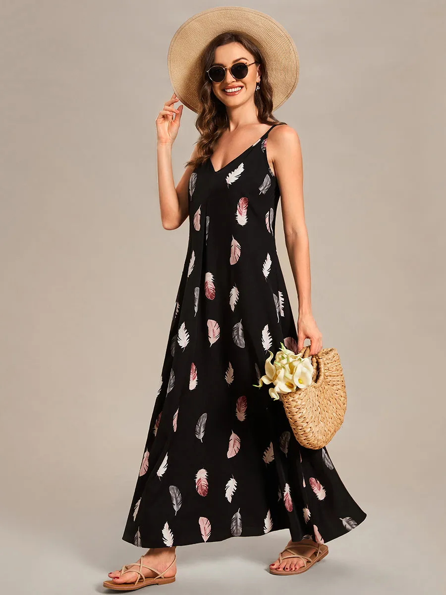 Spaghetti Straps Sleeveless Printed Wholesale Wedding Guest Dresses