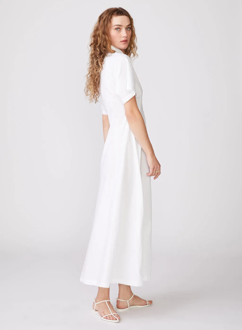 Structured Poplin Maxi Shirt Dress in White