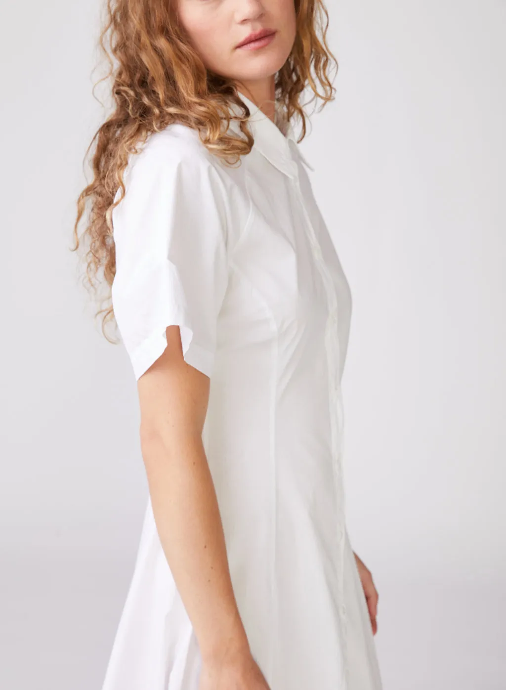 Structured Poplin Maxi Shirt Dress in White