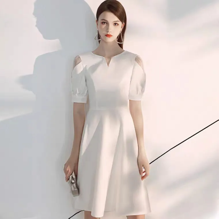 The Brooklyn White Short Sleeves Dress