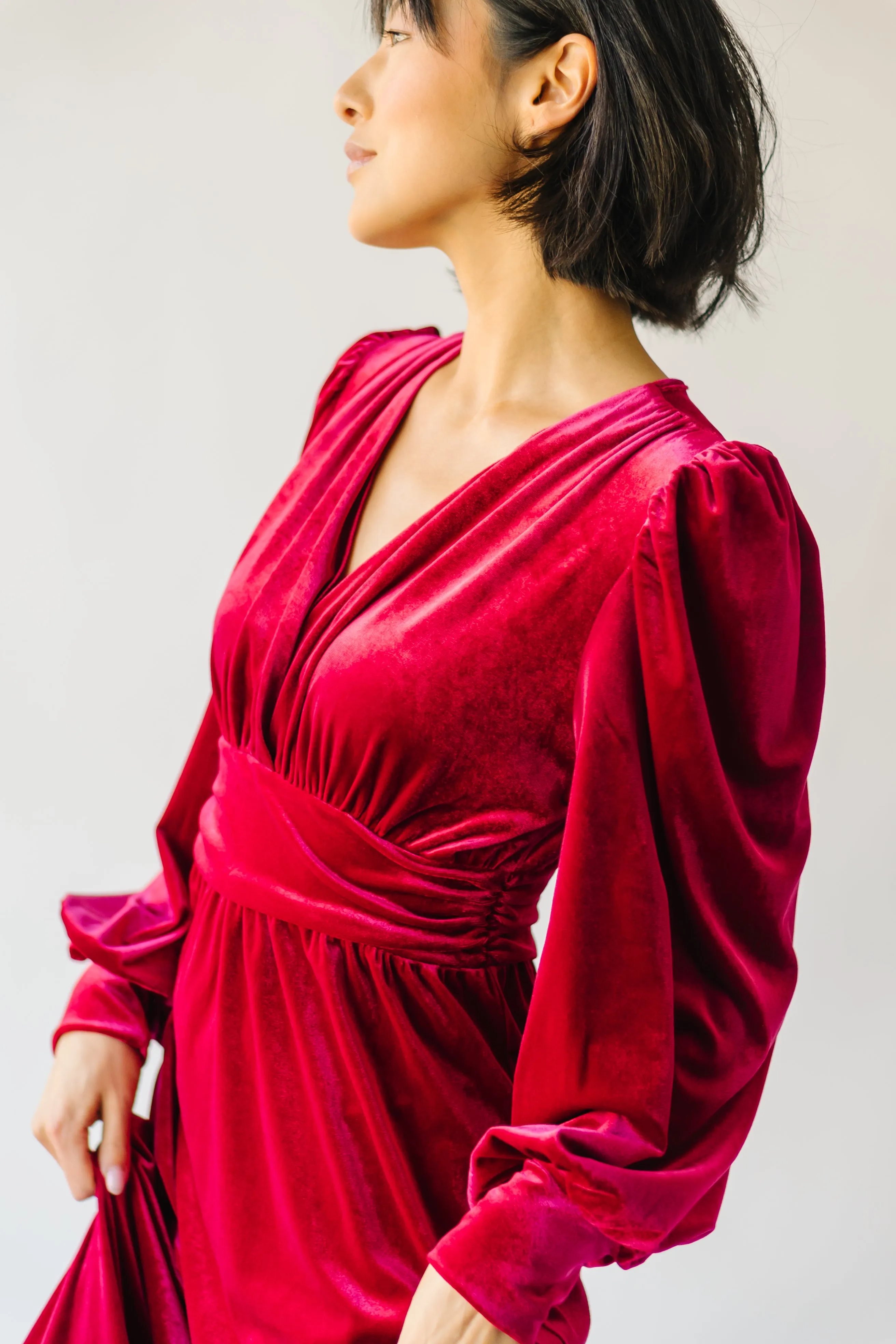 The Morin Velvet Maxi Dress in Red