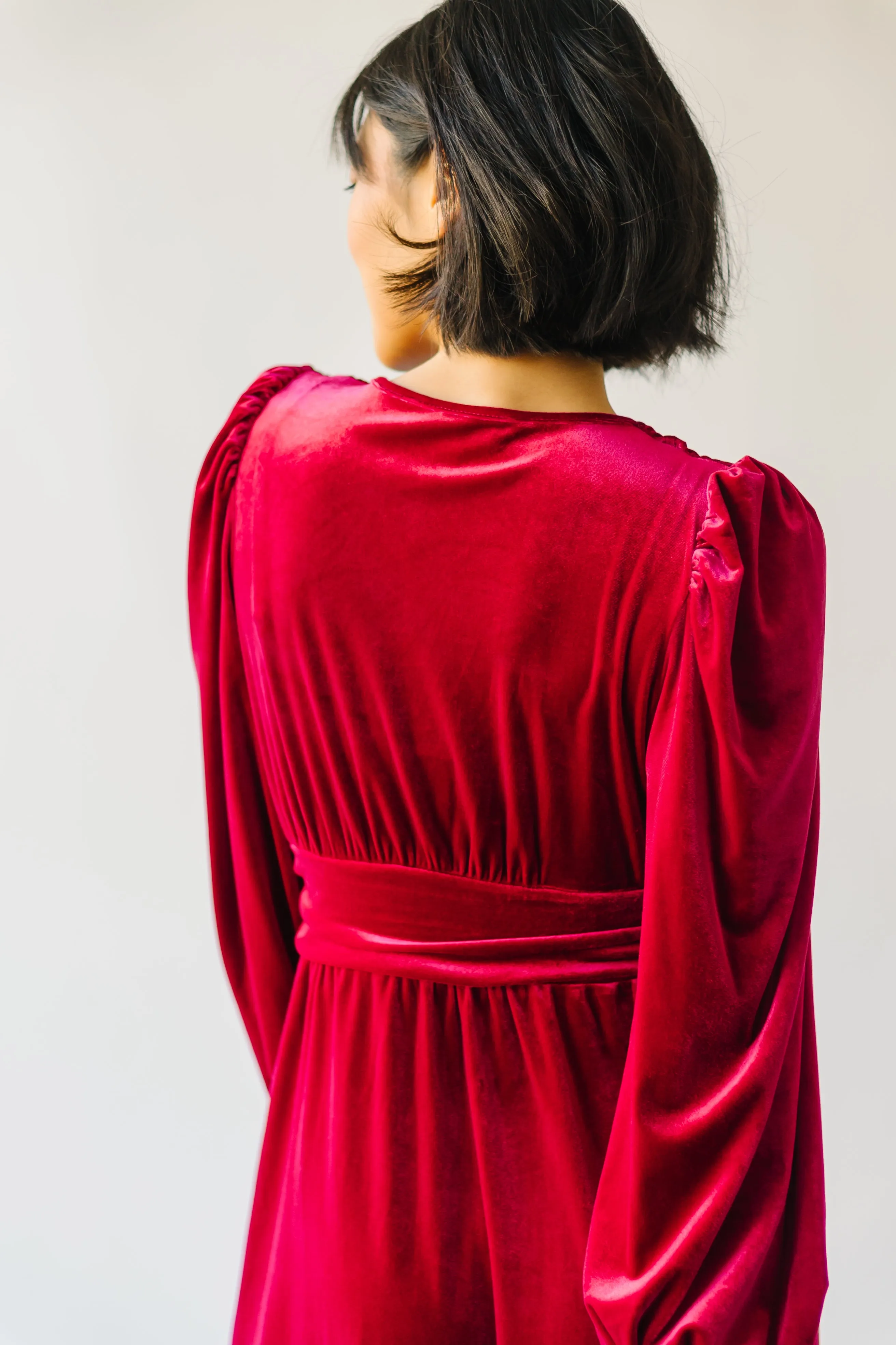 The Morin Velvet Maxi Dress in Red