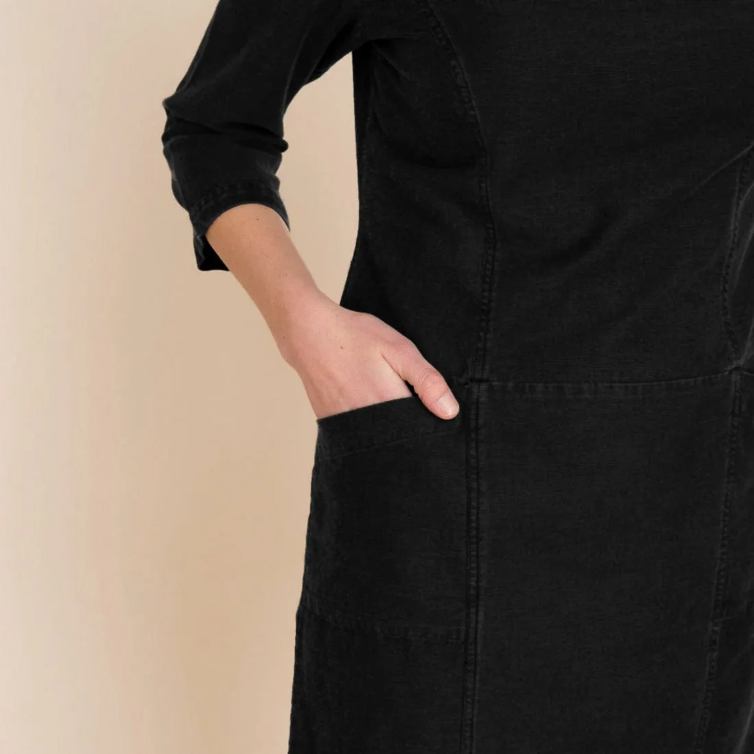 Thea Denim Shift Dress | Black