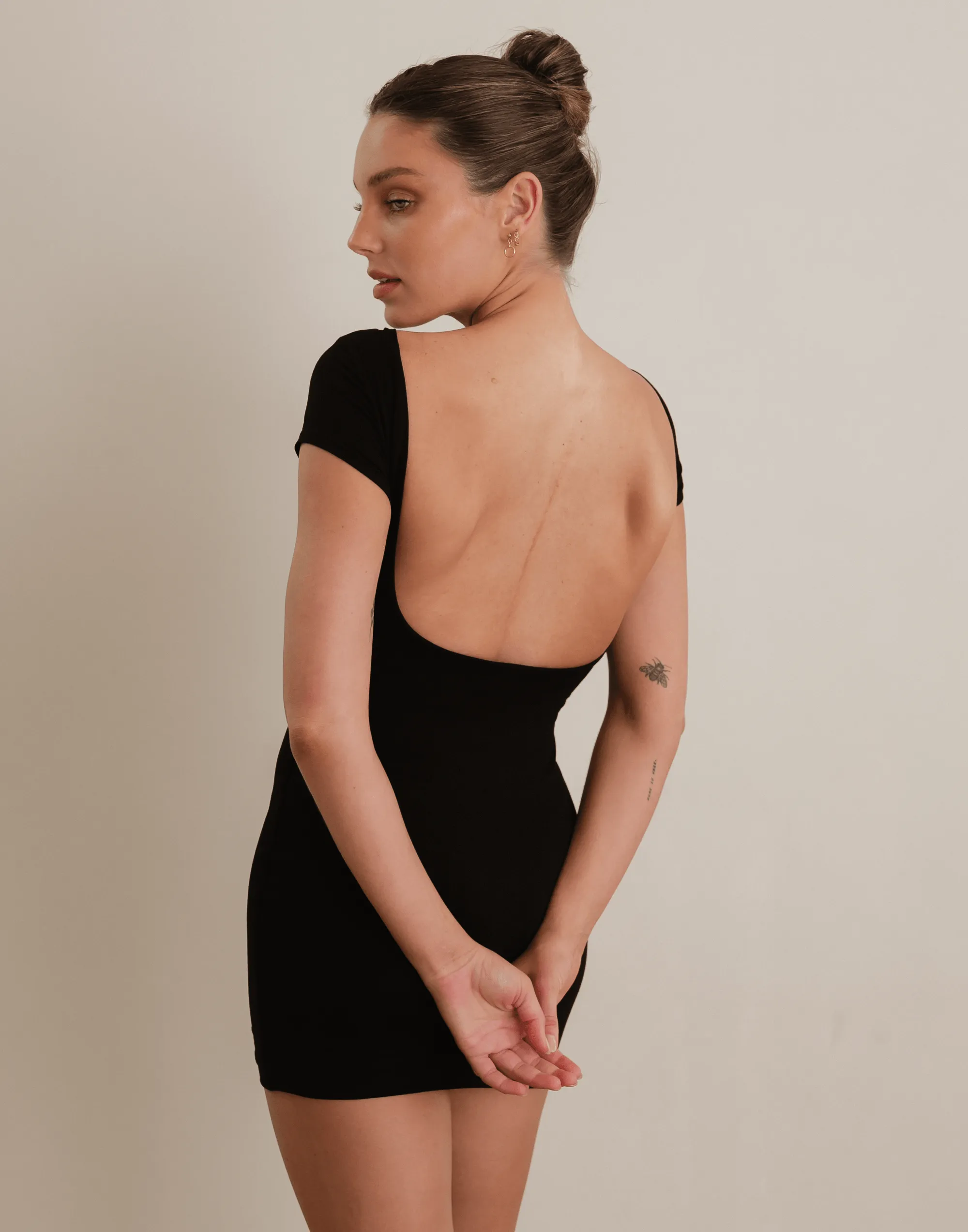 Wild Side Backless Mini Dress (Black)